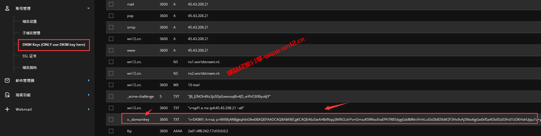 MXroute企业邮箱最全使用教程_MXroute企业邮箱如何绑定域名和设置DNS解析插图4