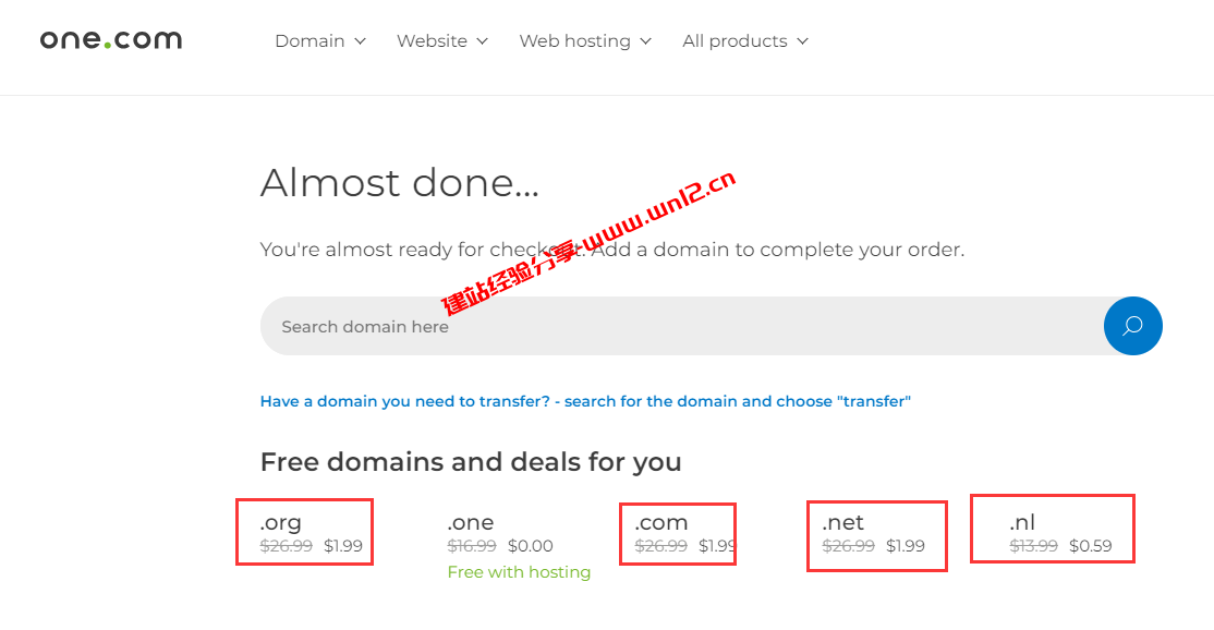 ONE.COM域名注册优惠：.COM首年$1.99+送免费.ONE域名插图