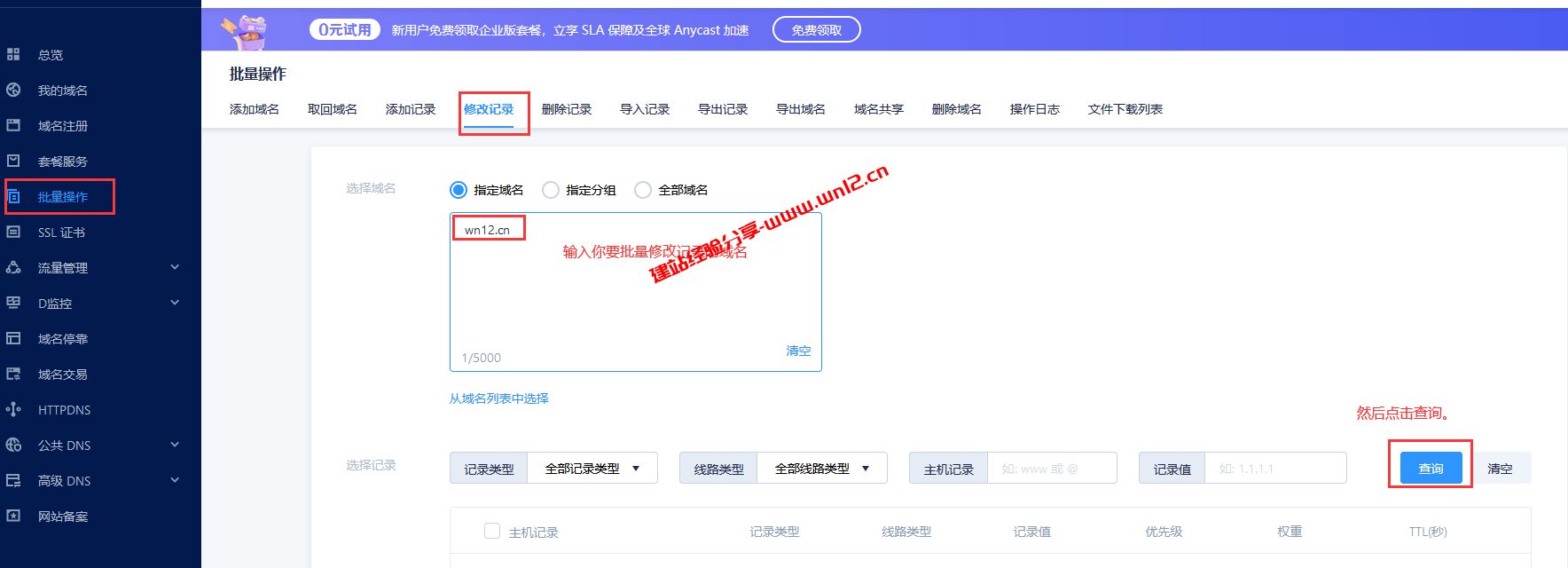 腾讯云DNSPod智能DNS解析：批量修改解析记录教程插图