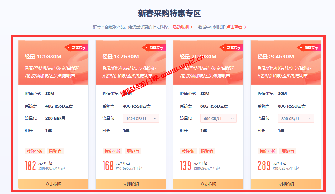 UCloud香港回大陆优化线路云服务器无强制备案要求120元/年*3起插图