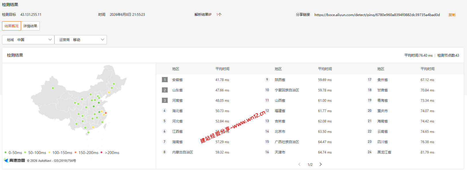 腾讯云韩国轻量应用服务器网络及IP质量简单测评及结果详解插图2