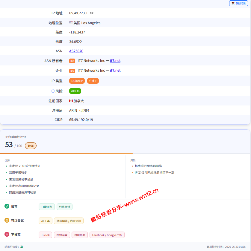 搬瓦工美国洛杉矶DC2(USCA_2)机房云服务器网络及IP质量简单测评及结果详解插图4 搬瓦工美国洛杉矶DC2(USCA_2)机房云服务器网络及IP质量简单测评及结果详解插图4